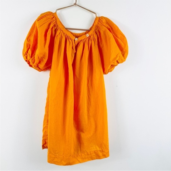 Makie 100% cotton bright orange little girls puff sleeve dress NEW - Picture 7 of 11